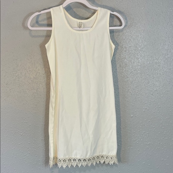 Vintage Elena Collection Ivory Lace Dress – Pearl Button Sheer Overlay Over Slip - Picture 14 of 16